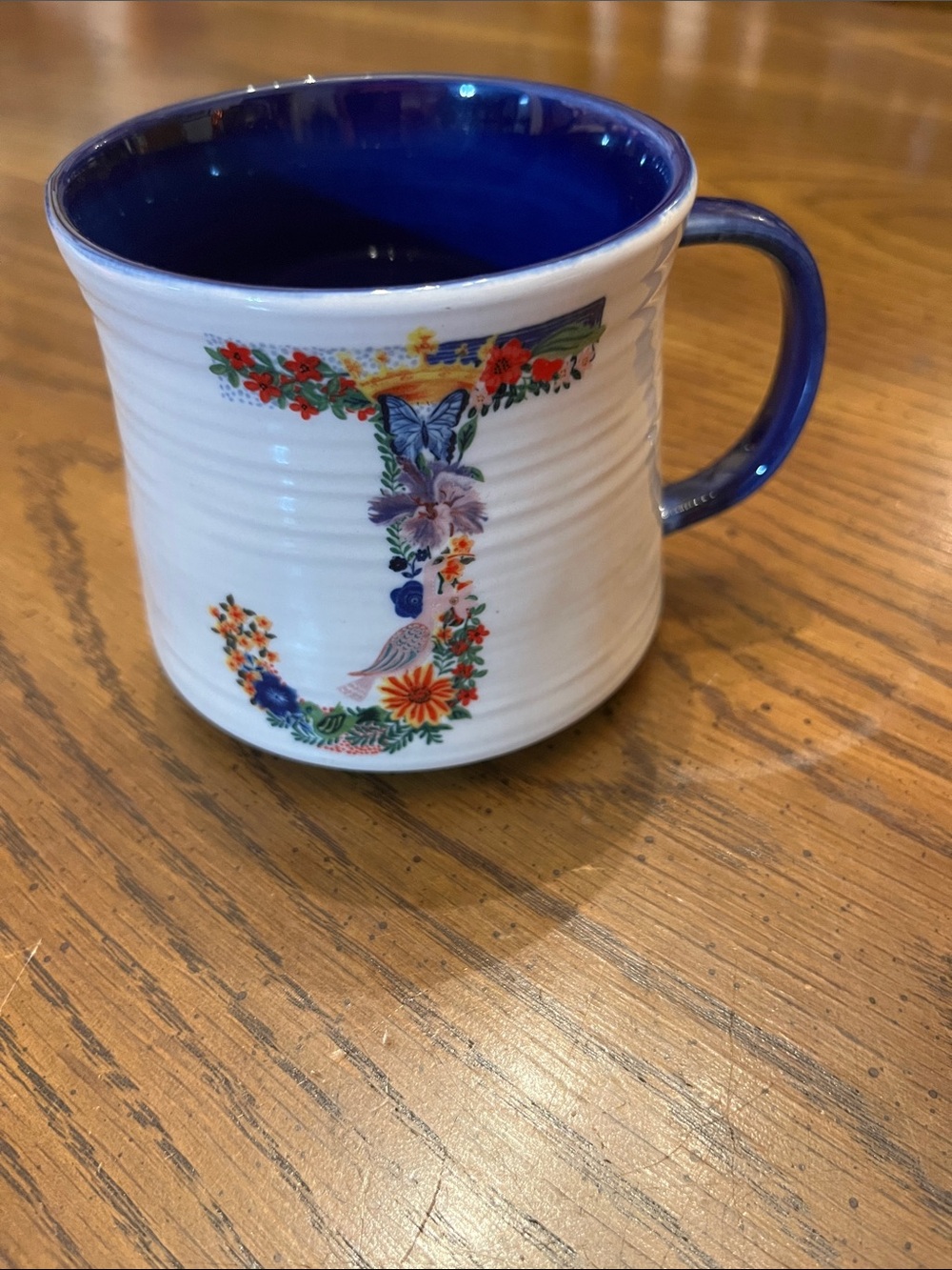 Anthropologie Nathalie‎ Lete Letter "J" Bouquet Monogram Initial Mug